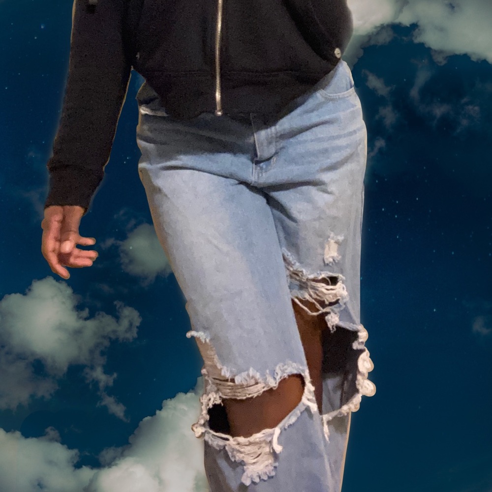 Wide-leg Streetwear Indie Ripped Jeans